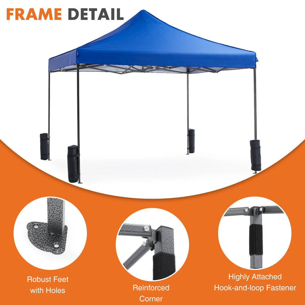 JHK 10x10ft Pop Up Outdoor Canopy Tent Easy Setup Shade Instant Portable Sun Shelter Canopy Tent with Sand Bags for Camping
