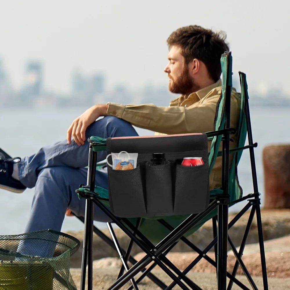 1pc Outdoor Camping Chair Armrest Storage Bags Portable Folding Chair Side Hanging Bags Fishing Camping Organizer Storage Pouch