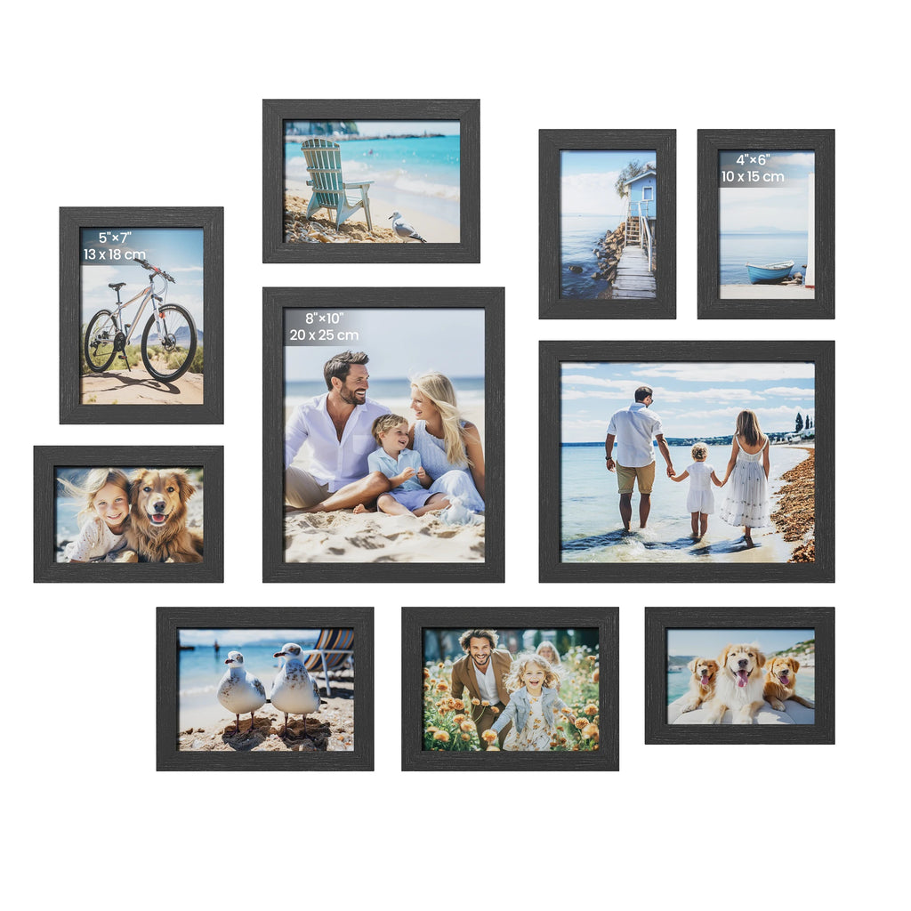 SONGMICS Picture Frames, 10 Pack Collage Picture Frames with Two 8x10, Four 5x7, Four 4x6, Photo Frame Set for Wall Gallery Deco