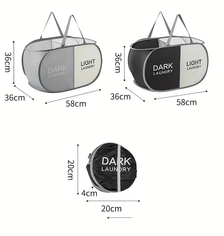1pc Folding Classified Laundry Basket Breathable Separated Dirty clothes Storage Basket with Handle Large Capacity Laundry Bag