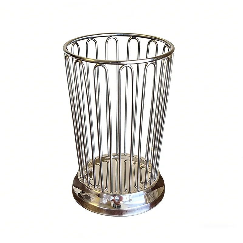 1pc Cutlery Drain Basket Stainless Steel Chopsticks Holder Fork Spoon Storage Basket Kitchen Desktop Hollowed-out Fruit Basket