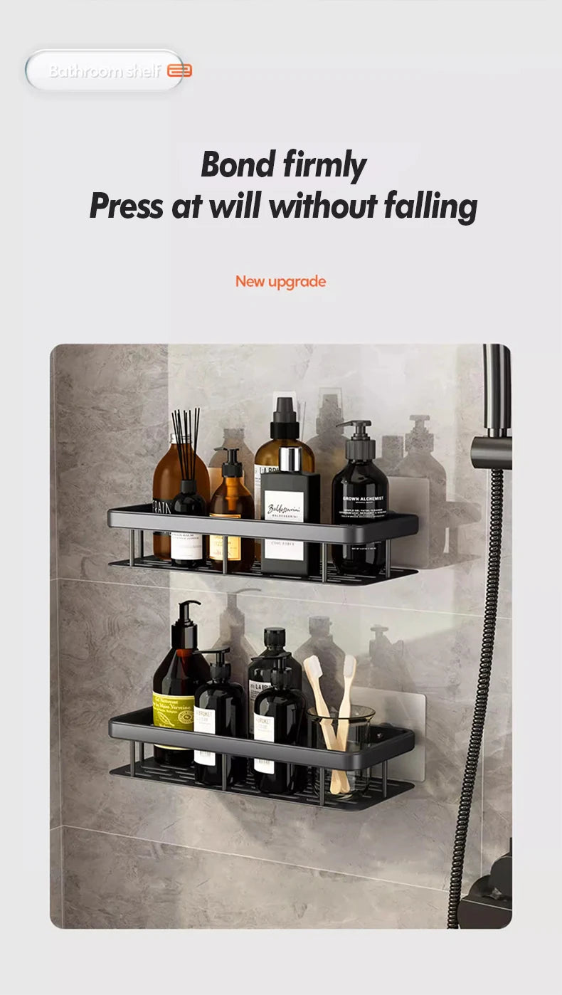 Bathroom Storage Rack Stainless Steel Anti Rust Storage Shower Rack Suction Cup Storage Rack Household Storage Appliances