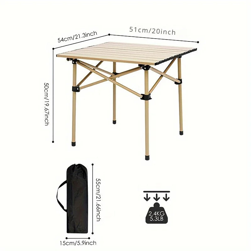 Outdoor folding table, camping portable folding table and chair set, ultra-light egg roll table, camping folding table, camping