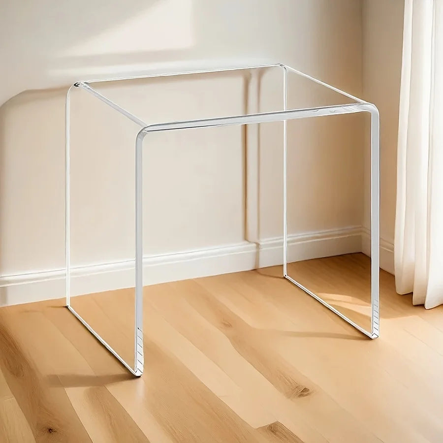 Acrylic Coffee Table Multiuse Acrylic Furniture Modern End Table Japanese Floor Table for Office Living Room Porch Family Garden
