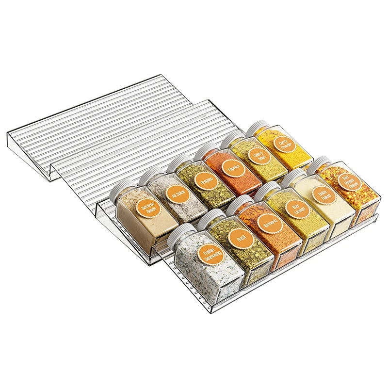 Kitchen Drawer Seasoning Bottle Storage Rack Stepped Style Multiple Layers Cabinet Organizer Adjustable Spice Jars Display Stand