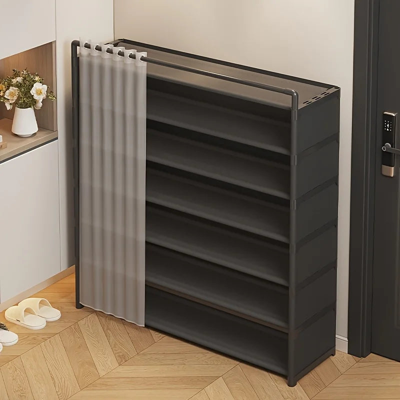 Dustproof Foldable Shoe Display Rack with Non-Slip Base, Easy to Clean, Multi-Layer Storage Shelf for Shoes and Accessories
