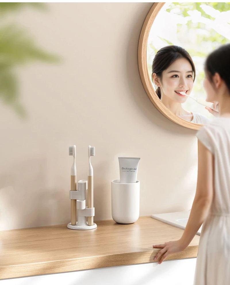 1/2pcs Rotating Toothbrush Holder Bathroom Desktop Toothbrush Storage Rack Makeup Brush Pen Organizers Bathroom Accessories