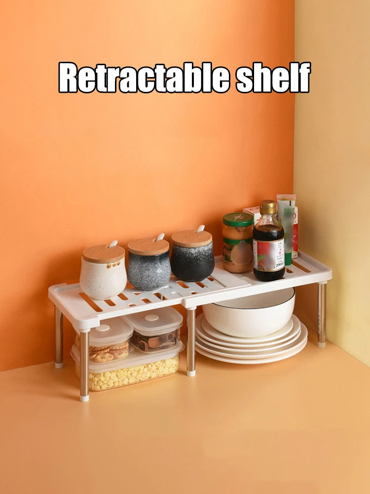 1PC Spice Bottle Rack Kitchen Spice Rack Retractable Cabinet Retractable Lengthened Drain Bowl Rack