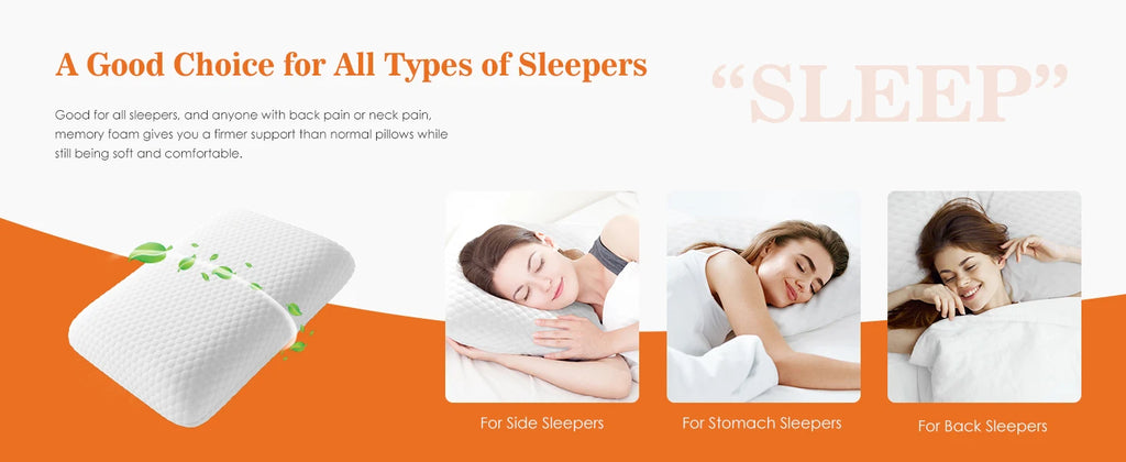 JHK 2-pieces Memory Foam Pillows Standard Size Neck Pillow Ventilated Cooling Bed Pillow with Removable Washable Cover Comfort