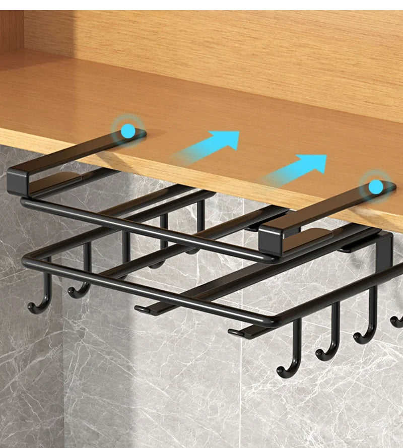 Under Kitchen Cabinet Hanging Organizer Cutting Board Storage Rack Paper Towel Holder No Punch Pot Lid Storage Kitchenware Hook
