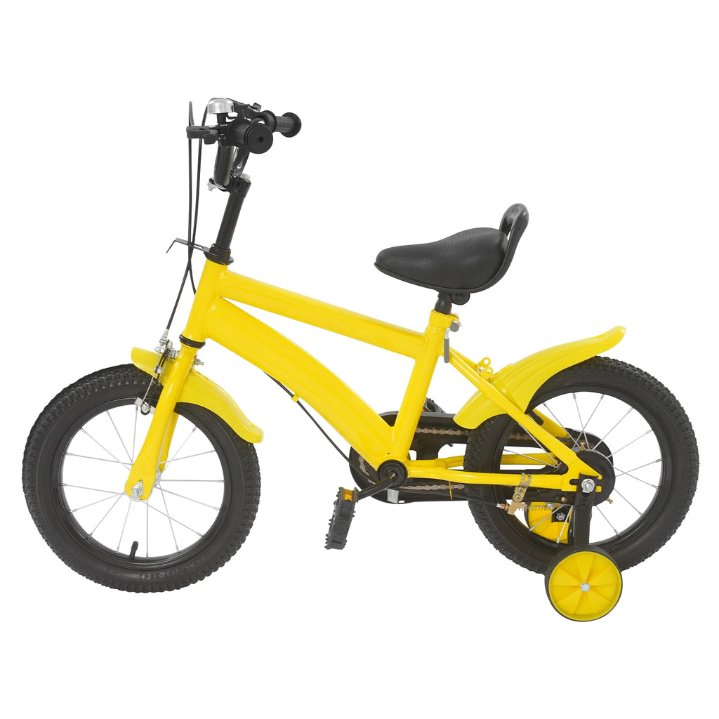 14 Inch Kids Bike w/ Training Wheels, Adjustable Seat Height Dual Brakes Children's Bicycle Kids Learning Bicycle for Boys Girls