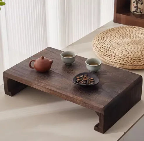 1pc Rectangle Wood Bed Table Trays with Foldable Legs,  Coffee Table & Tea Table, Painted, for Meditation, Sitting on The Floor
