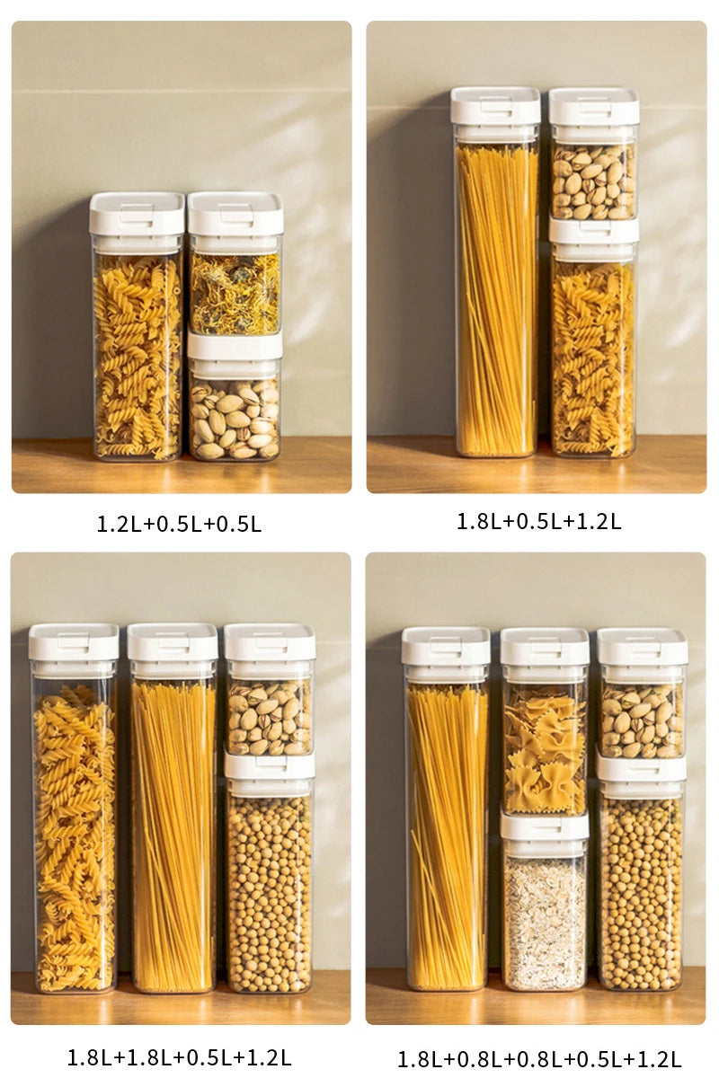 Pasta Storage Box Transparent Plastic Grain Seal Tank Spaghetti Storage Container Moisture-Proof Snack Jar Kitchen Food Tank