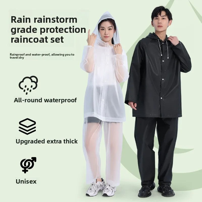 New Waterproof & Splash-Resistant Raincoat – Long Unisex EVA Raincoat with Hood for Travel, Camping, and Fishing