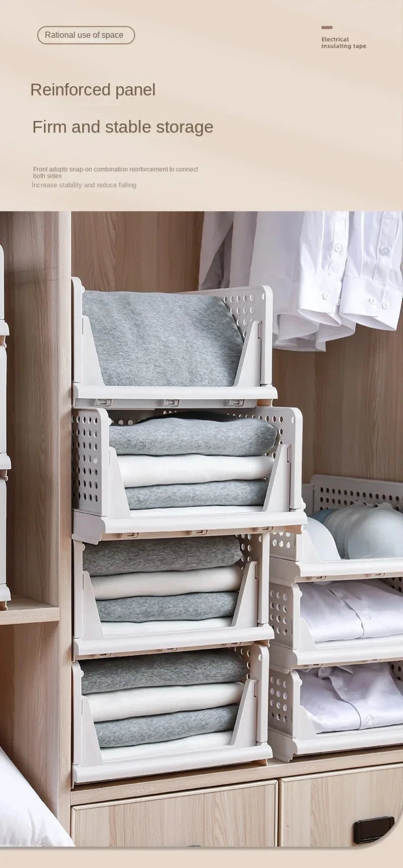 Home Stackable Plastic Drawers Organizing Boxes Partition Bedroom Office Organizers Closet Clothes Panties Folding Storage Box