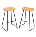 JHK 26 Inch Wood Saddle Seat Drawing Chair Bar Stools Counter Height Backless Counter Stools with Metal Legs for Office Home