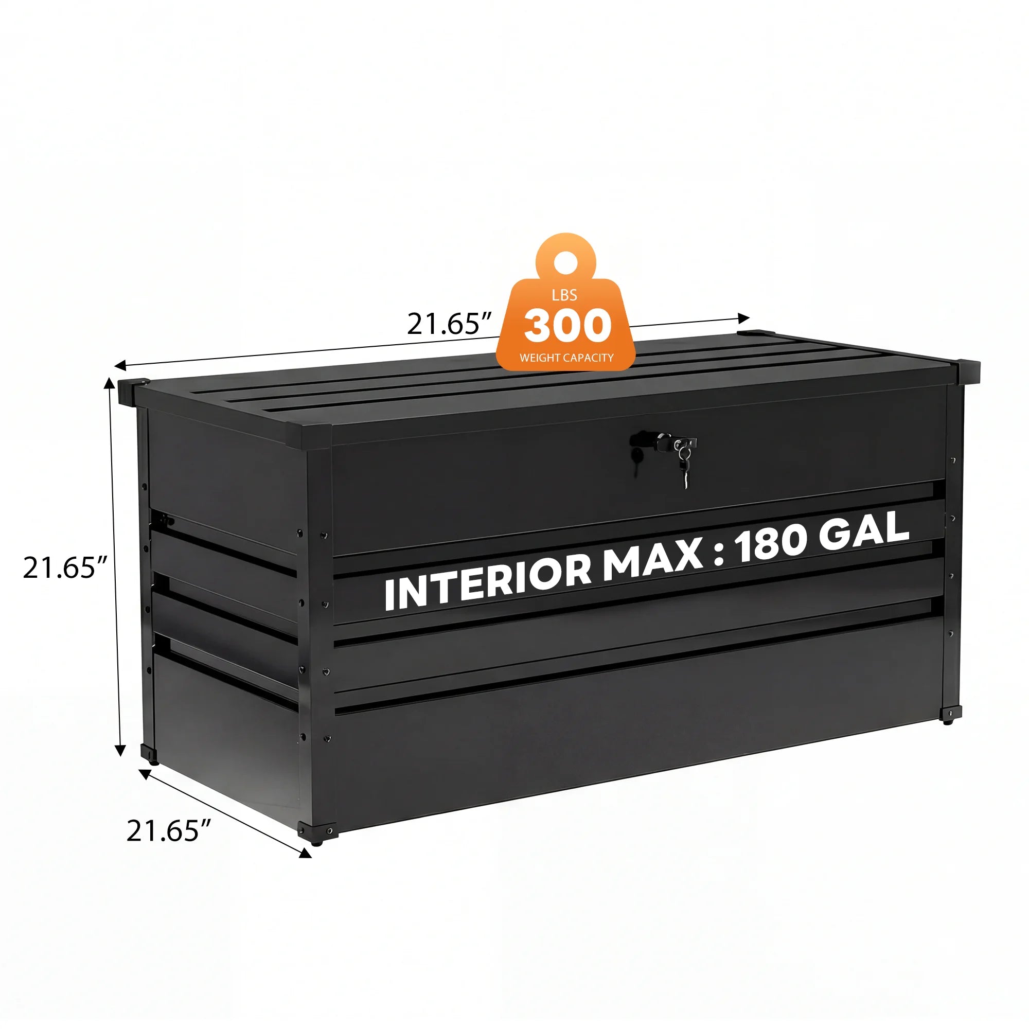 JHK 180 Gallon Outdoor Bench With Storage Space Large Capacity Water Resistant Box With Lockable Iron Deck Box for Patio