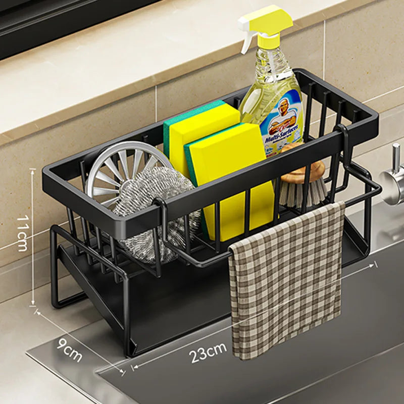 Sink Cleaning Tools Storage Rack Kitchen Multifunctional Stainless Steel Drain Rack for Sponge Cleanser Organizer Rag Hanger