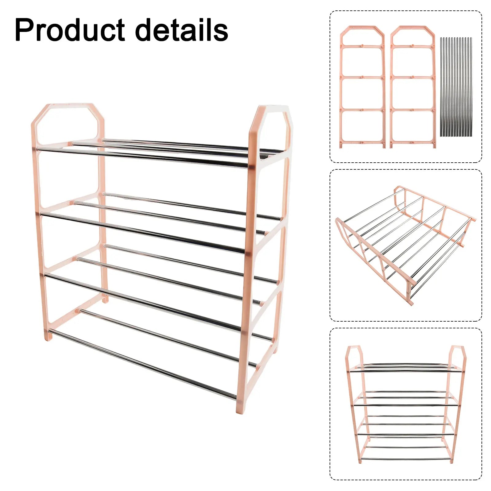 4-Layer Metal Shoe Rack Simple Shoe Shelf Footwear Organizer Stand Holder Large Capacity Shoe Shelf Living Room Storage