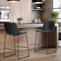 JHK 2 Pack Pu Leather Counter Height High Chair For Home and Office Comfortable Sponge Cushion Outdoor and Indoor Sturdy Chairs