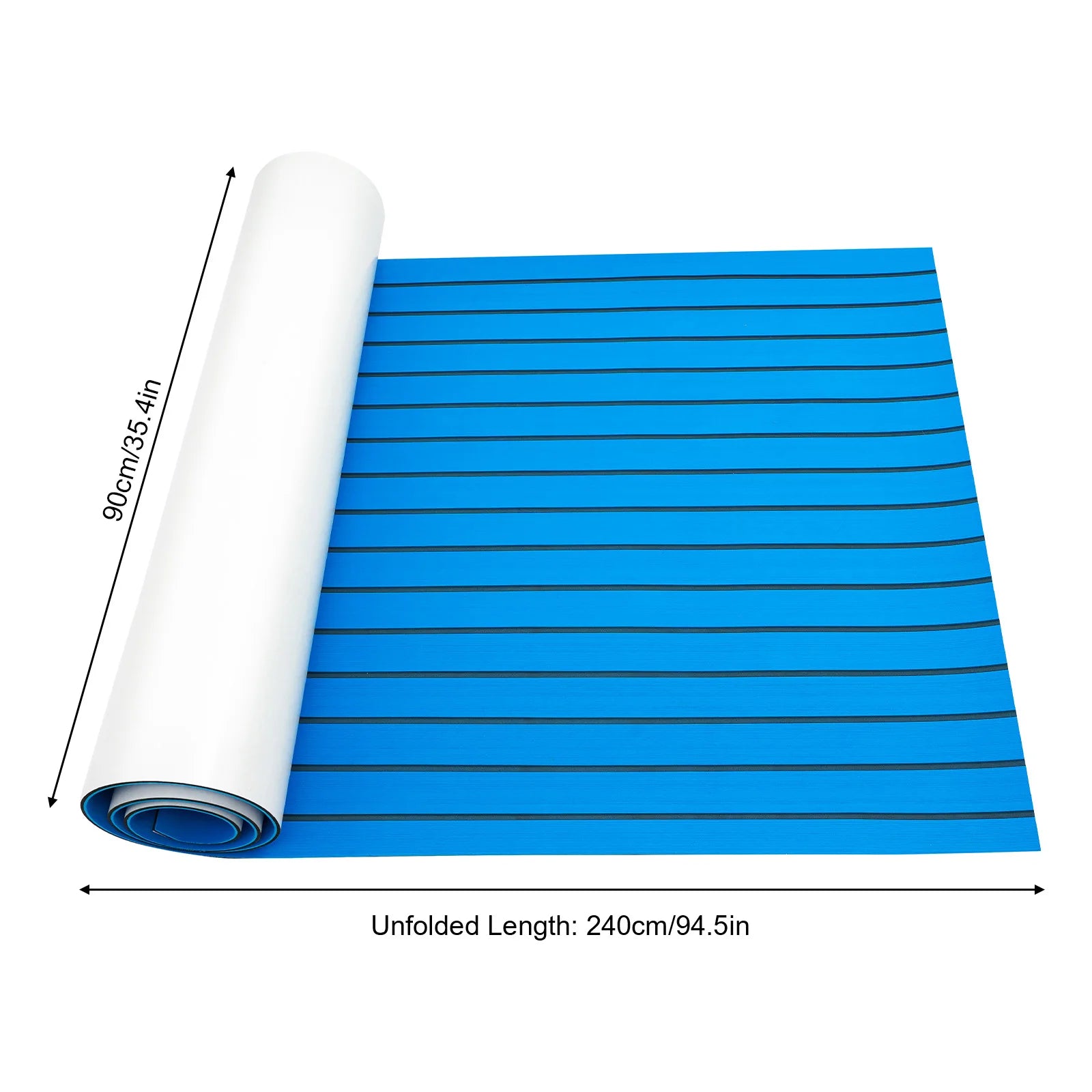 240x90cm Self-Adhesive EVA Foam Teak Boat Floor Mat, 6mm Thick Cuttable Waterproof Anti-Slip Pad Marine Carpet for Deck RV Yacht