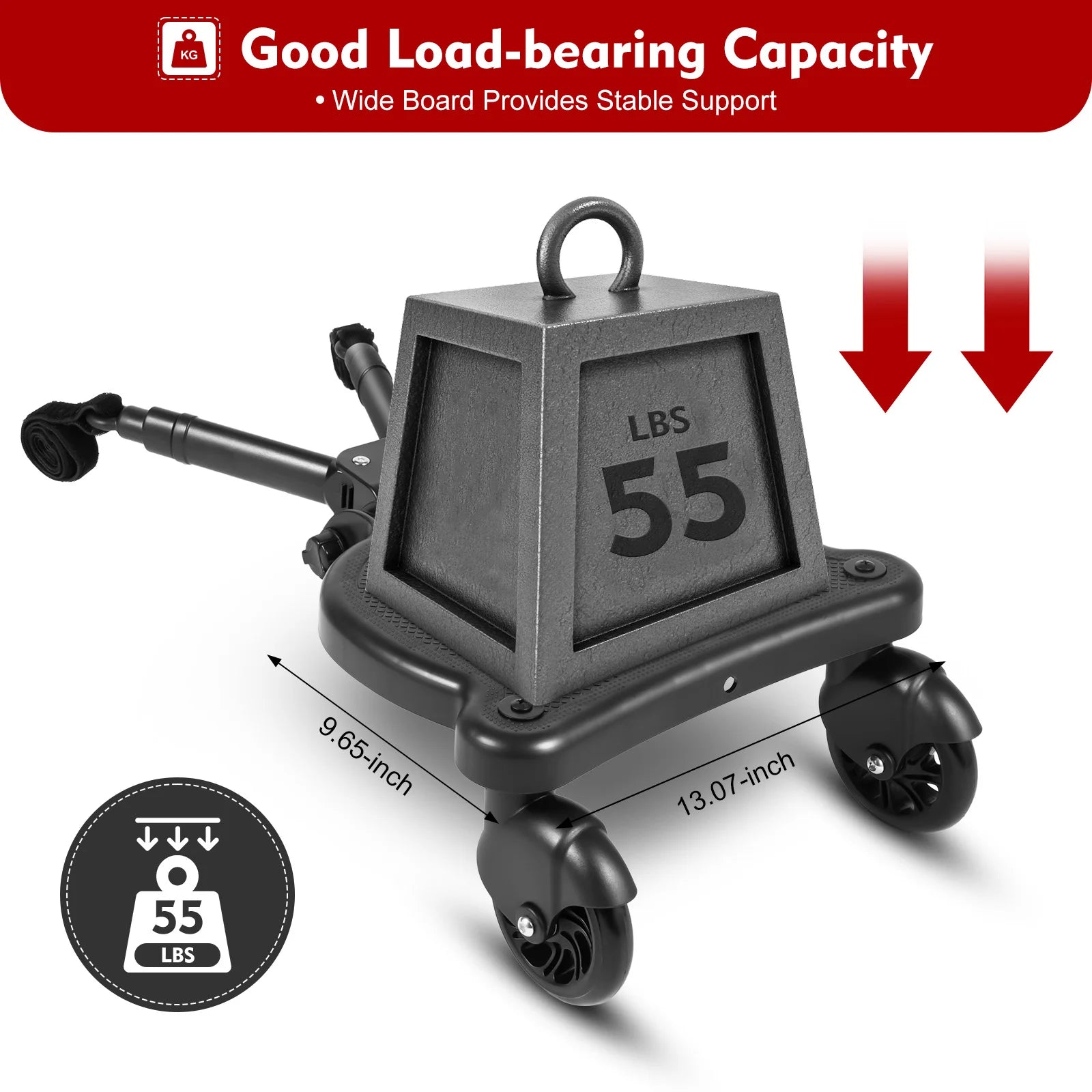 Universal 2-in-1 Stroller Board And Seat Pram Pedal Adapter for Kids - Detachable Safety Ride Board for Pushchair with 25kg Load