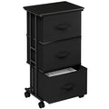 JHK 3 Foldable Fabric Drawers Cabinet For Living Room Wooden Top Movable Roller Beside Nightstand Tables With Steel Structure