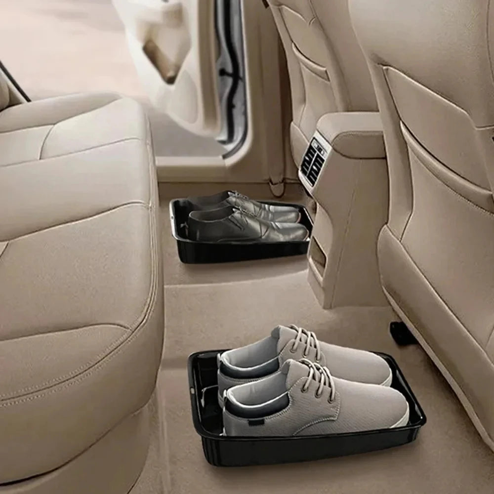 1/2/4pcs Portable Shoe Storage Tray Plastic Durable Shoe Storage Container Car Interior Shoe Storage Box Vehicle Organizer