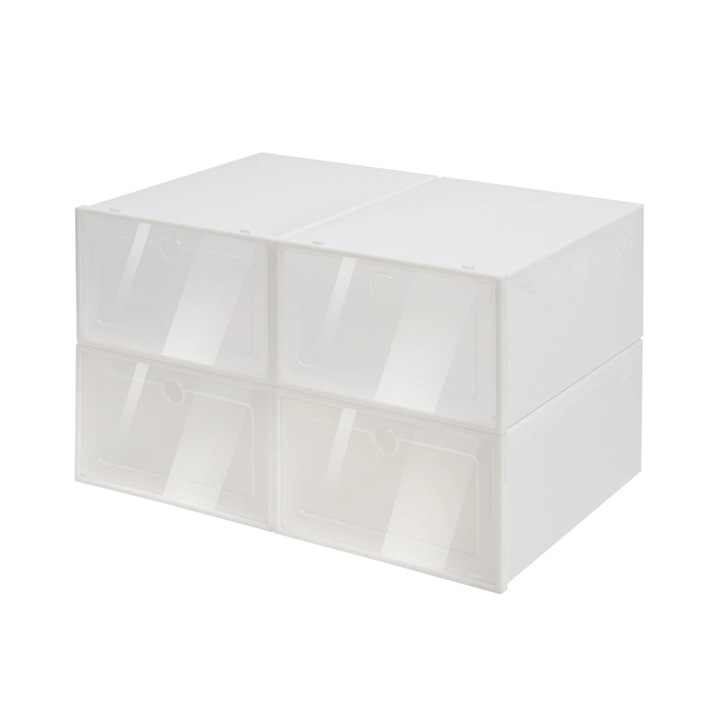 20/24PCS Foldable Flip Shoe Boxes Set Clear Plastic Stackable Storage Containers Home Organizer 33x23x14cm - Shoe Rack Case