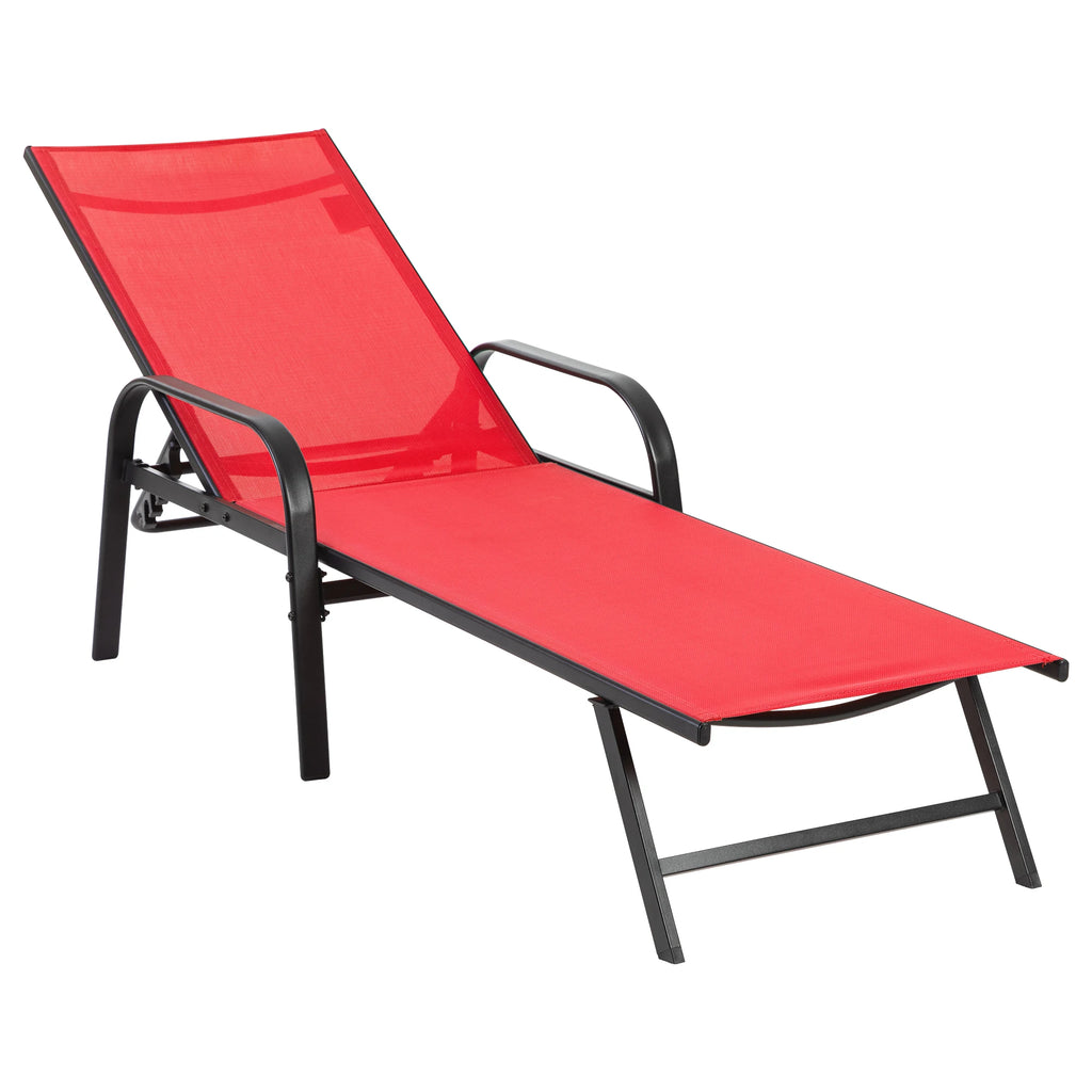 JHK Portable 8-legged Folding Beach Chair Outdoor Sun Chairs with Armrests Metal Frame Lounge Recliner Chair for Patio Backyard