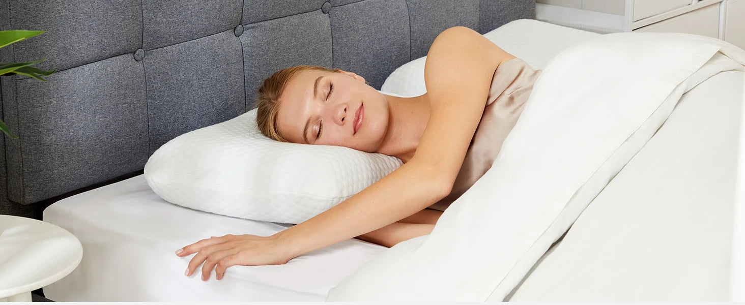 JHK 2-pieces Memory Foam Pillows Standard Size Neck Pillow Ventilated Cooling Bed Pillow with Removable Washable Cover Comfort