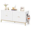 Feandrea Double Cat Litter Box Enclosure, Hidden Litter Box Furniture with Double Room, for 2 Cats, Modern Style, 47.2" Pet Hous