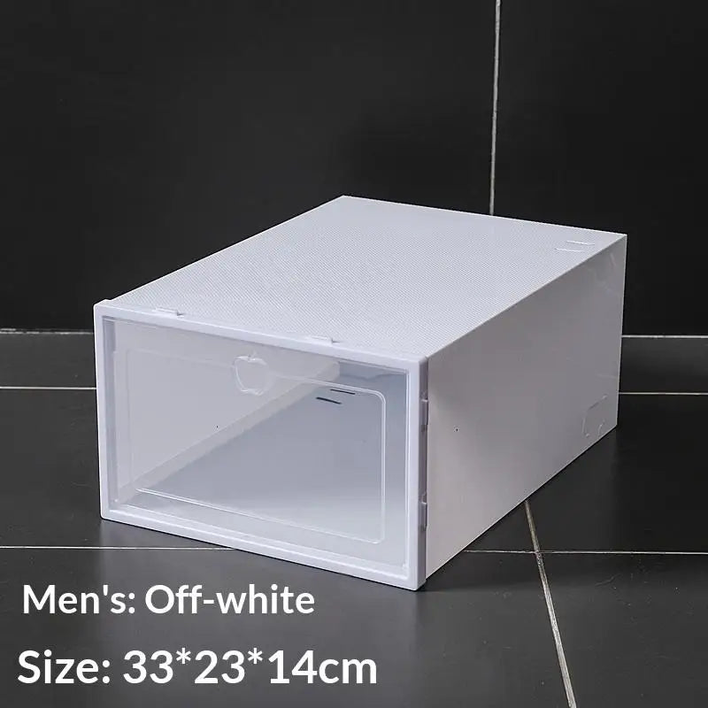 〔White〕Shoe Box Organizer, Clear Stackable Plastic Storage For Sneakers, Dust-Proof Design To Keep Shoes Visible & Protected