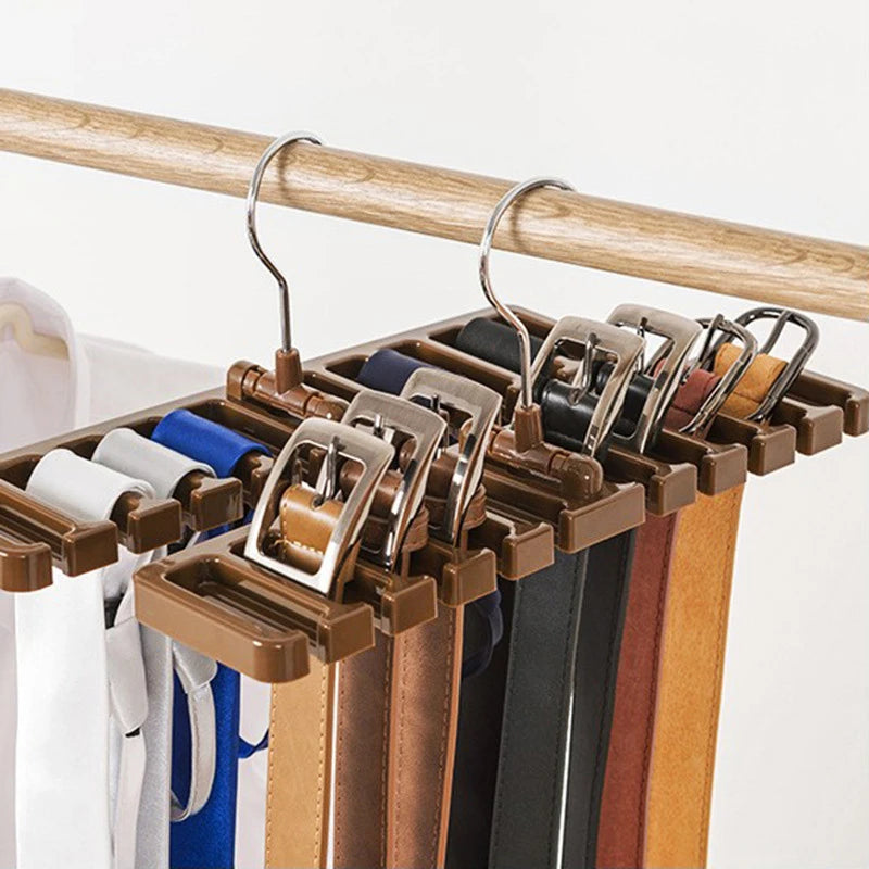 Tie Belt Hanger Wardrobe Closet Organizer 10 Card Slots Large Capacity Belt Storage Rack Scarf Tie Hanging Organizer Scarf Hook