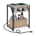 VASAGLE End Table with Charging Station, Small Side Table for Living Room, Bedroom, Nightstand with Outlets and USB Ports, Bedsi