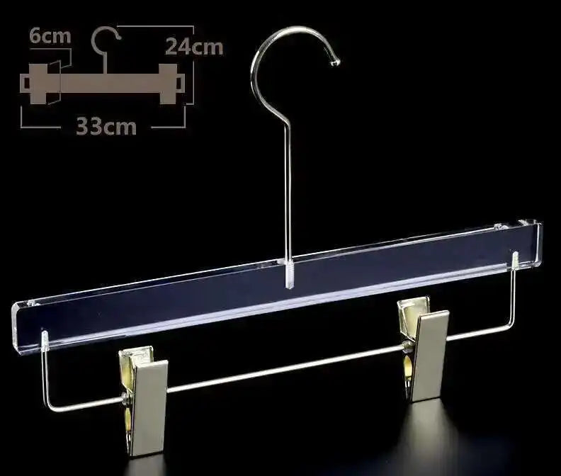 Acrylic Transparent Hanger Display Rack With Crystal Clips For Clothes And Pants