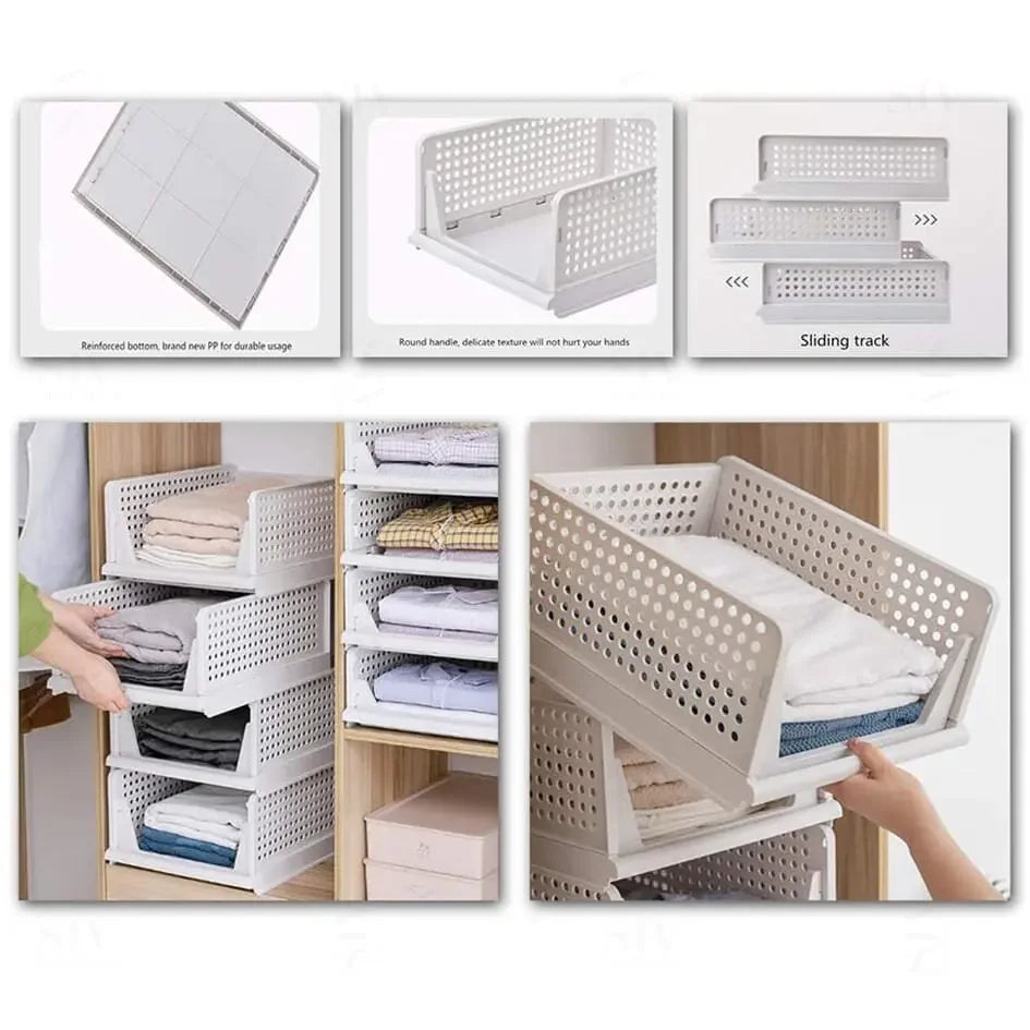 Home Stackable Plastic Drawers Organizing Boxes Partition Bedroom Office Organizers Closet Clothes Panties Folding Storage Box