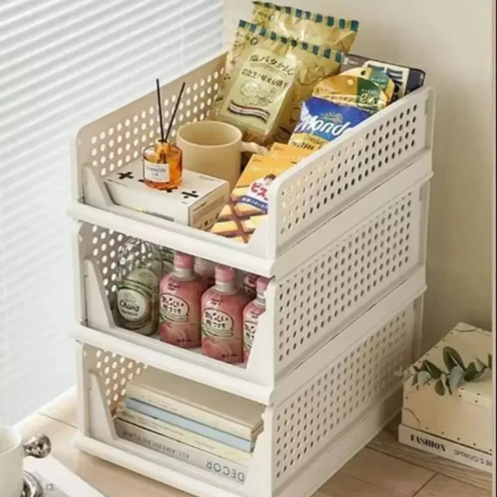 Home Stackable Plastic Drawers Organizing Boxes Partition Bedroom Office Organizers Closet Clothes Panties Folding Storage Box