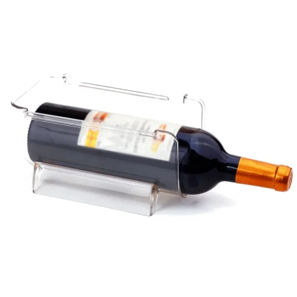 Clear Refrigerator Wine and Water Bottle Holder,  Stackable Plastic Wine Rack Storage Organizer for Fridge, Cabinet, Pantry