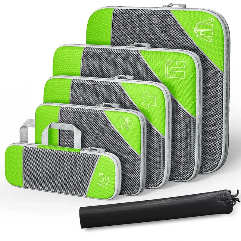 6Pcs Set Travel Storage Organizer Portable Clothes Storage Bags Lightweight Suitcase Bag Compressed Packing Cubes Luggage Bags
