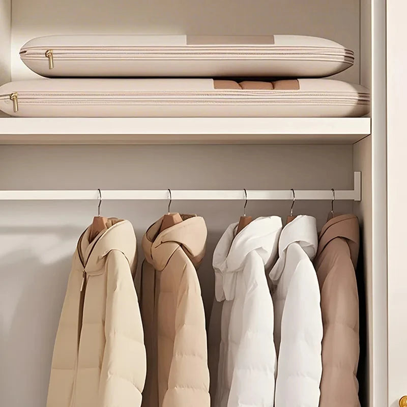 1pc Down Jacket Compressed Dust Cover Clothes Compression Hanging Bag Household Visible Clothes Storage Bag Wardrobe Organizer