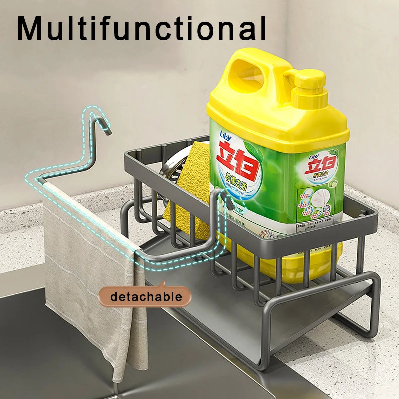 Sink Cleaning Tools Storage Rack Kitchen Multifunctional Stainless Steel Drain Rack for Sponge Cleanser Organizer Rag Hanger
