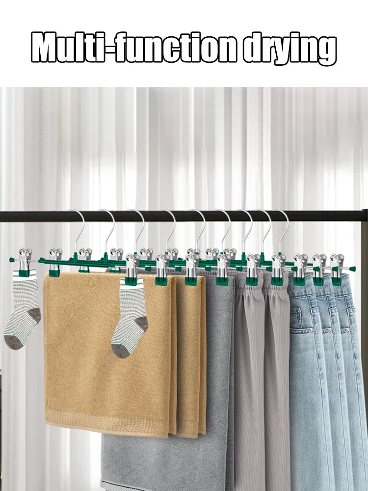 Stainless Steel Wardrobe Clothes Drying Rack With Clips For Pants