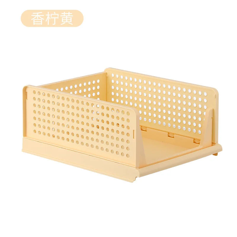Home Stackable Plastic Drawers Organizing Boxes Partition Bedroom Office Organizers Closet Clothes Panties Folding Storage Box