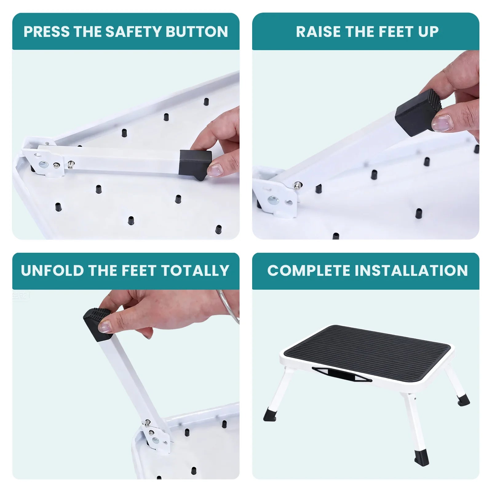 JHK Foldable 1-Step Ladder with Carrying Handle Non-Slip Platform Rubber Feet 330lbs Capacity Sturdy Metal for Kitchen Home