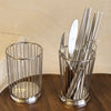 1pc Cutlery Drain Basket Stainless Steel Chopsticks Holder Fork Spoon Storage Basket Kitchen Desktop Hollowed-out Fruit Basket