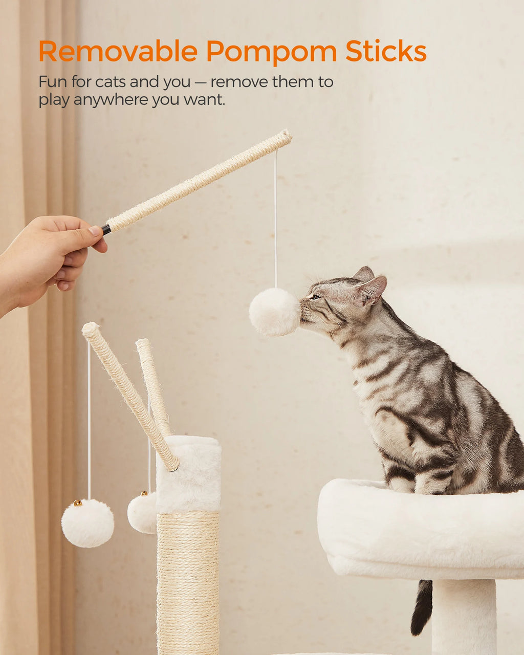 Feandrea Cat Tree with Litter Box Enclosure, 59-Inch Modern Cat Tower, 2-in-1 Condo with Scratching Posts