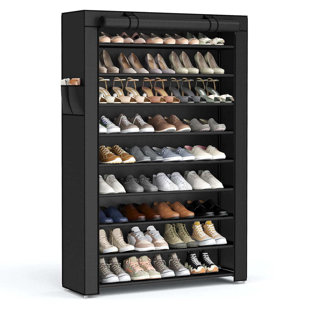 SONGMICS 10-Tier Shoe Rack, Shoe Storage Cabinet with Dustproof Cover, Free-Standing Shoe Storage Organizer for Closet, Entryway