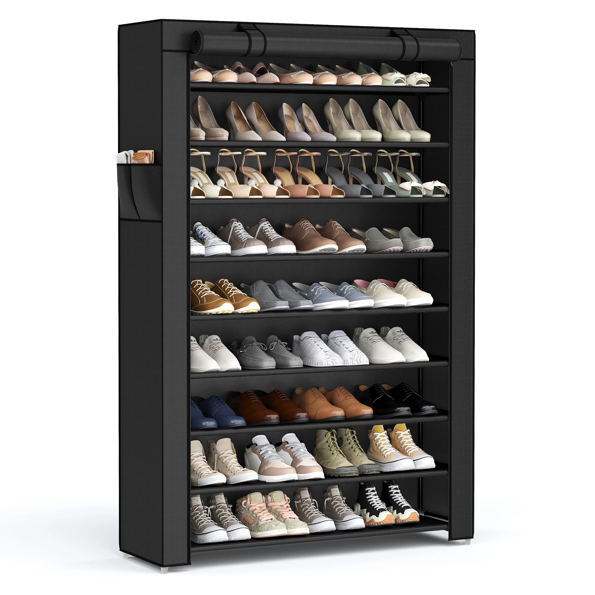 SONGMICS 10-Tier Shoe Rack, Shoe Storage Cabinet with Dustproof Cover, Free-Standing Shoe Storage Organizer for Closet, Entryway