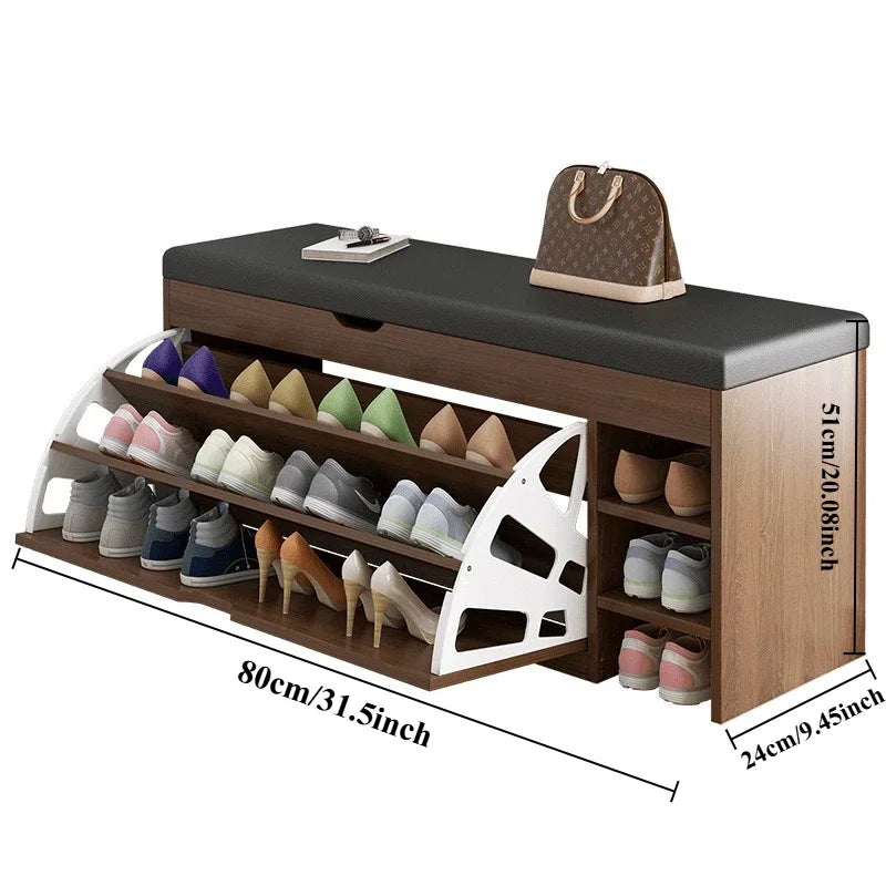 Shoe Cabinet Stool Household Entrance Wooden Shoes Changing Benchs Cabinet Seat Stools Integrated Large Capacity Shoe Rack Bench